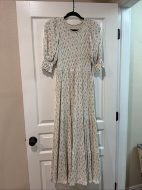 Nothing Fits But Smocked Puff-Sleeve Floral Maxi Dress
